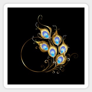 Golden Peacock Feather Monogram Sticker